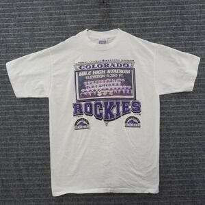 Vintage 90s Sport Attack Colorado Rockies T-Shirt Mens Large White MLB Team